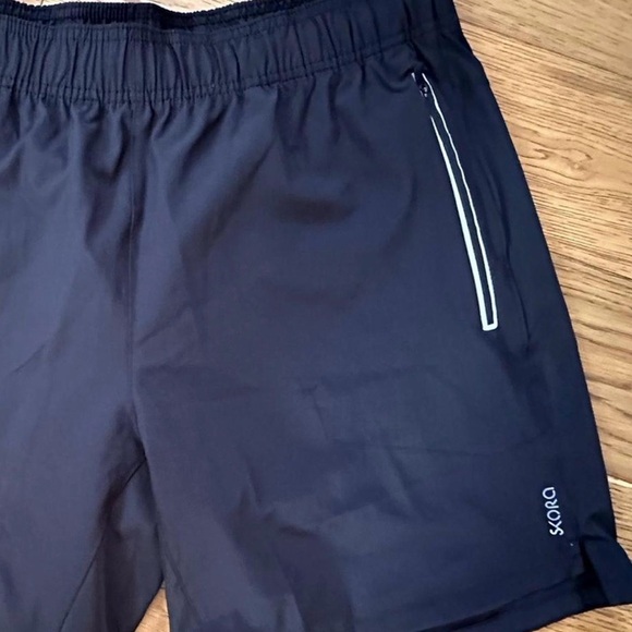 Skora Qwick Dry Men’s Black Athletic Running Gym Shorts Zip Pockets Sz Large - Picture 3 of 4